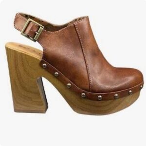Korks “The Delaney” Brown Platform Slingback Clog Size 10